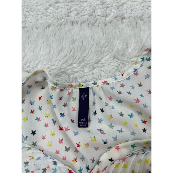 NYDJ Womens Shirt Medium Star Blouse Chiffon Top White - Picture 4 of 8